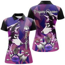 Load image into Gallery viewer, Purple Wolf Bowling Polo, Quarter Zip Shirts For Women Custom Bowling Team League Jersey Bowler Outfit NQS8403