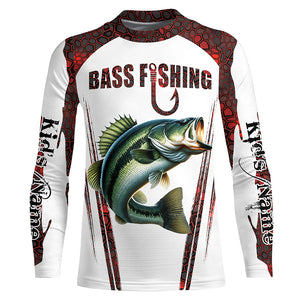 Bass fishing red camo Custom Name Funny Fishing Shirts UV Protection Gift For Fisherman NQS5111