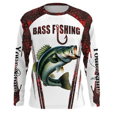 Load image into Gallery viewer, Bass fishing red camo Custom Name Funny Fishing Shirts UV Protection Gift For Fisherman NQS5111