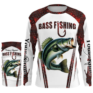 Bass fishing red camo Custom Name Funny Fishing Shirts UV Protection Gift For Fisherman NQS5111