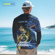 Load image into Gallery viewer, Blue Camo Largemouth Bass fishing Custom sun protection Bass fishing jerseys, custom fishing apparel NQS9931