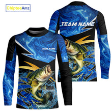 Load image into Gallery viewer, Largemouth Bass fishing Blue Camo Custom sun protection Bass fishing jerseys, Bass fishing apparel NQS9932