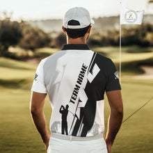 Load image into Gallery viewer, Mens golf polo shirts custom white and black golf tops for men, best golf gifts NQS10061