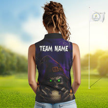 Load image into Gallery viewer, Funny Purple Skull Halloween Women Sleeveless polo shirts Custom Halloween team ladies golf wear NQS10804
