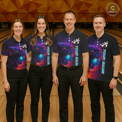 Colorful Panther Bowling Jerseys Bowling Shirt for Women Custom Bowling Team shirts for bowlers NQS11186