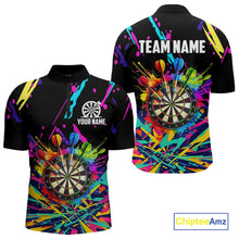 Load image into Gallery viewer, Personalized Colorful Darts Shirt For Men Custom Darts Team Jersey Polo &amp; 1/4 Zip Shirts NQS11374