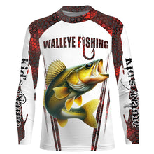 Load image into Gallery viewer, Walleye fishing red camo Custom Funny Fishing Shirts UV Protection Gift For Fisherman NQS5128