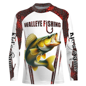 Walleye fishing red camo Custom Funny Fishing Shirts UV Protection Gift For Fisherman NQS5128