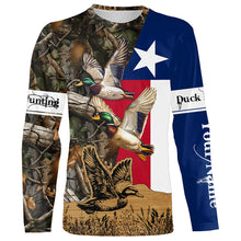 Load image into Gallery viewer, Duck Hunting Camo Texas Flag Custom hunting shirts - personalized apparel gift for hunting lovers NQS672