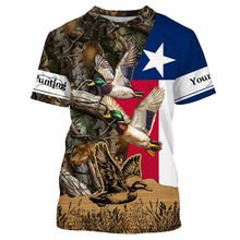 Load image into Gallery viewer, Duck Hunting Camo Texas Flag Custom hunting shirts - personalized apparel gift for hunting lovers NQS672