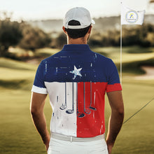 Load image into Gallery viewer, Texas Flag Golf Clubs Mens Golf polo shirt Custom patriotic Mens golf top, personalized golf gifts NQS10381