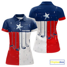 Load image into Gallery viewer, Texas Flag Golf Clubs Women Golf polo shirt Custom patriotic ladies golf top, personalized golf gifts NQS10381