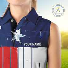 Load image into Gallery viewer, Texas Flag Golf Clubs sleeveless polo shirt Custom patriotic ladies golf top, personalized golf gifts NQS10381
