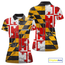 Load image into Gallery viewer, Maryland Flag Golf Clubs Women polo shirt Custom patriotic ladies golf top, personalized golf gifts NQS10382