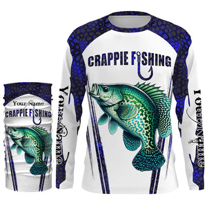 Crappie fishing blue camo Custom Funny Fishing Shirts UV Protection Gift For Fisherman NQS5650