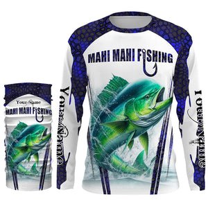 Mahi mahi fishing blue camo Custom Funny Fishing Shirts UV Protection Gift For Fisherman NQS5651