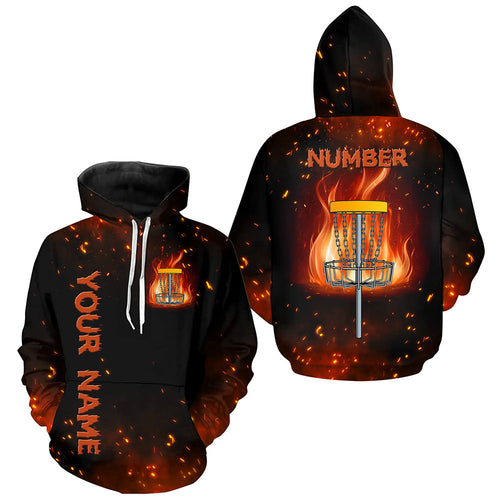 Flame Disc golf basket Hoodies custom name and number team Disc golf hoodie jerseys NQS8874