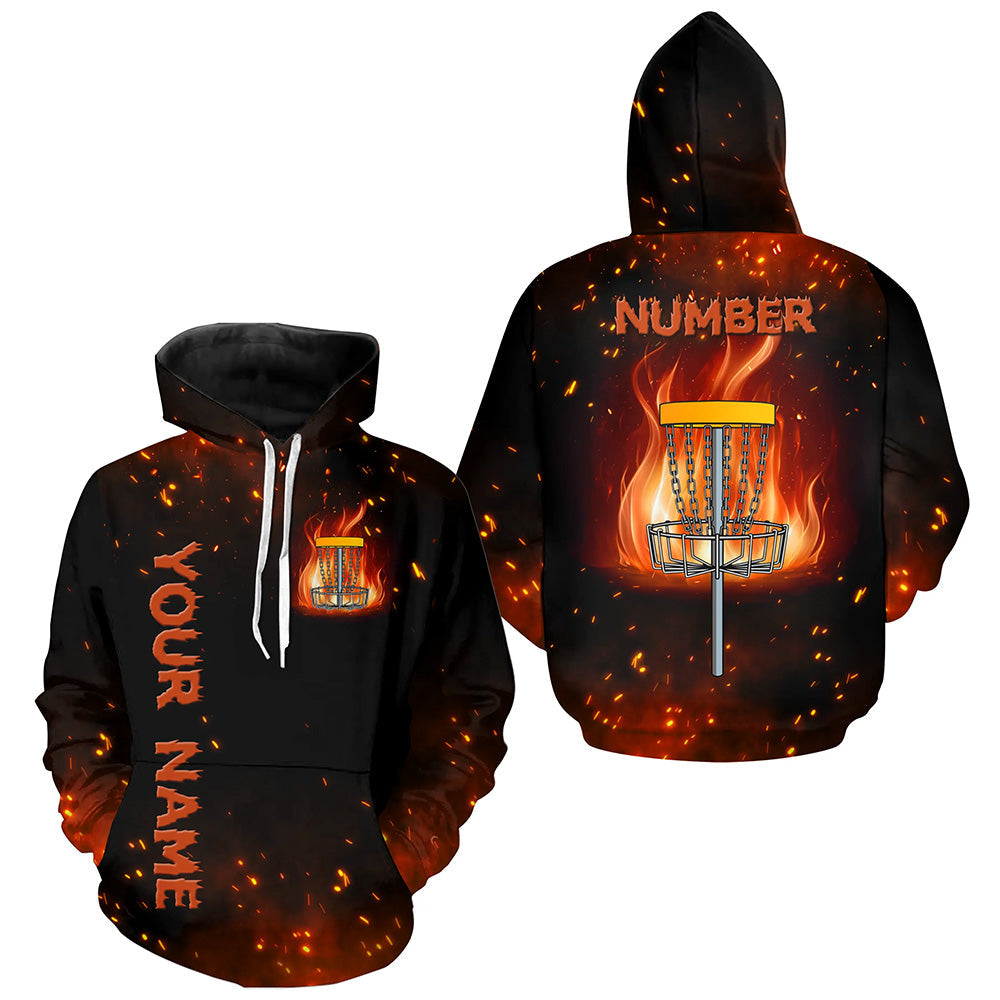 Flame Disc golf basket Hoodies custom name and number team frisbee golf hoodie jerseys NQS8874