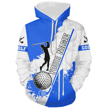 Load image into Gallery viewer, Golf Hoodies custom white camo golf ball clubs best golf wear golf hoodie gifts | Blue NQS8878