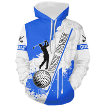 Load image into Gallery viewer, Golf Hoodies custom white camo golf ball clubs best golf wear golf hoodie gifts | Blue NQS8878