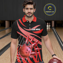 Load image into Gallery viewer, Red flame bowling 1/4 zip, mens polo bowling shirts Custom Team bowling shirts for men NQS11393