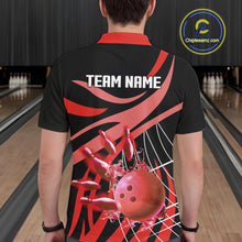 Load image into Gallery viewer, Red flame bowling 1/4 zip, mens polo bowling shirts Custom Team bowling shirts for men NQS11393