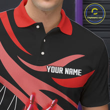 Load image into Gallery viewer, Red flame bowling 1/4 zip, mens polo bowling shirts Custom Team bowling shirts for men NQS11393