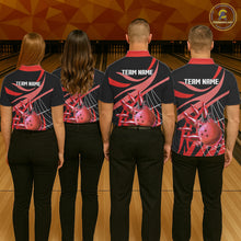 Load image into Gallery viewer, Red flame bowling 1/4 zip, mens polo bowling shirts Custom Team bowling shirts for men NQS11393