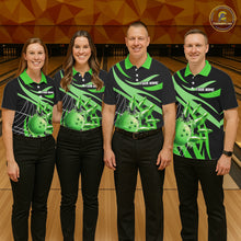 Load image into Gallery viewer, Green flame short-sleeve, long-sleeve bowling shirts for women Custom Team bowling outfit women NQS11394