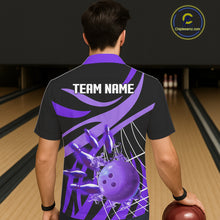 Load image into Gallery viewer, Purple flame Bowling Hawaiian Shirts Custom Team bowling outfit button up shirt NQS11395