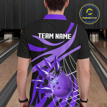 Load image into Gallery viewer, Purple flame bowling 1/4 zip, mens polo bowling shirts Custom Team bowling shirts for men NQS11395