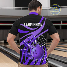 Load image into Gallery viewer, Purple flame bowling 1/4 zip, mens polo bowling shirts Custom Team bowling shirts for men NQS11395
