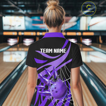 Load image into Gallery viewer, Purple flame short-sleeve, long-sleeve bowling shirts for women Custom Team bowling outfit women NQS11395