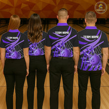 Load image into Gallery viewer, Purple flame bowling 1/4 zip, mens polo bowling shirts Custom Team bowling shirts for men NQS11395