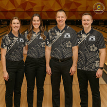 Load image into Gallery viewer, Black tribal pattern Bowling Polo, 1/4 zip Shirts For Men Custom Team Bowling Jerseys NQS11389