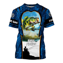 Load image into Gallery viewer, Bass Fishing Blue Camo Custome 3D All Over Printed Shirts, Personalized Fishing gift For Adult, Kid NQS597