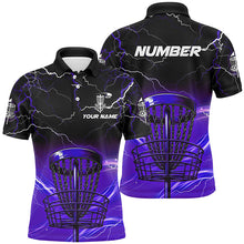 Load image into Gallery viewer, Purple light lightning thunder Disc golf basket Men polo shirts custom disc golf tops for mens NQS7415