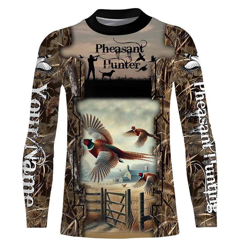 Pheasant Hunting Camo Customize Name 3D All Over Printed Shirts Personalized gift For Hunting Lovers NQS684