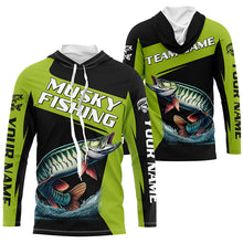 Load image into Gallery viewer, Green Musky fishing Custom Long Sleeve Tournament Fishing Shirts, Performance Muskie Fishing Jerseys NQS8188