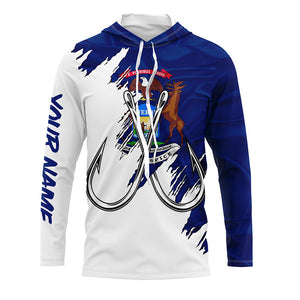 Michigan flag MI Fishing Fish Hook UV protection custom long sleeve Patriotic fishing apparel NQS8189