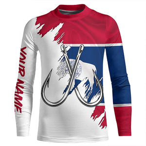 Wyoming flag WY Fishing Fish Hook UV protection custom long sleeve Patriotic fishing apparel NQS8191