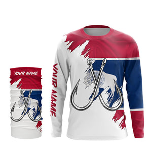 Wyoming flag WY Fishing Fish Hook UV protection custom long sleeve Patriotic fishing apparel NQS8191