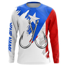 Load image into Gallery viewer, Puerto Rico flag Fishing Fish Hook UV protection custom long sleeve Patriotic fishing apparel NQS8192