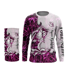 Load image into Gallery viewer, Bass fishing pink Camo Customize name sun protection long sleeves fishing shirts for men, women NQS801