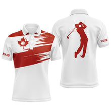 Load image into Gallery viewer, Mens golf polo shirts Canada flag patriot custom name white golf shirt NQS4273