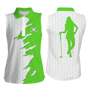 Custom funny Womens sleeveless polo shirts multi-color, ladies golf tops, golfing gifts NQS4274