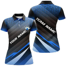 Load image into Gallery viewer, Blue Bowling Custom Women Bowling Polo, Quarter zip Shirts Bowling Team Jerseys Bowling Tournament NQS8884