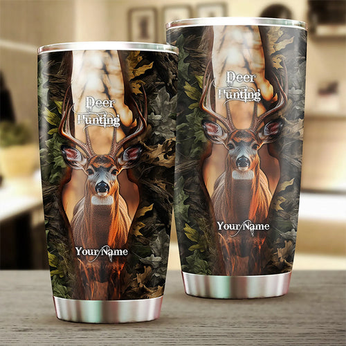 1PC Deer Hunting camouflage Customize name Tumbler Cup - Personalized hunting gift for hunters - NQSD40