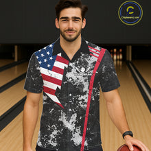 Load image into Gallery viewer, American Flag grunge Hawaiian bowling shirts Custom patriotic team bowling jerseys NQS11405