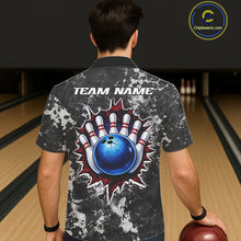 Load image into Gallery viewer, American Flag grunge Hawaiian bowling shirts Custom patriotic team bowling jerseys NQS11405